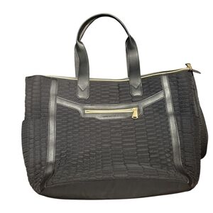 Aimee Kestenberg Large Black Quilted Weekender Tote Handbag Bag Purse